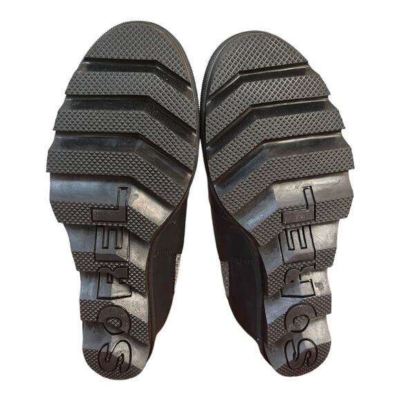 Sorel Joan of Arctic Wedge III Chelsea Booties Black Silver Leather Women 5 - Picture 8 of 8
